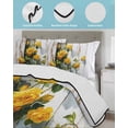 thumbnail image 4 of Quilts Twin-XL Size Bedding Set, Spring Floral Lightweight Quilted Comforter, Yellow Roses Flowers Leaves Farmhouse Wooden Soft Bedspread Coverlet with Pillow Covers for All Season, 68" x 98", 4 of 7