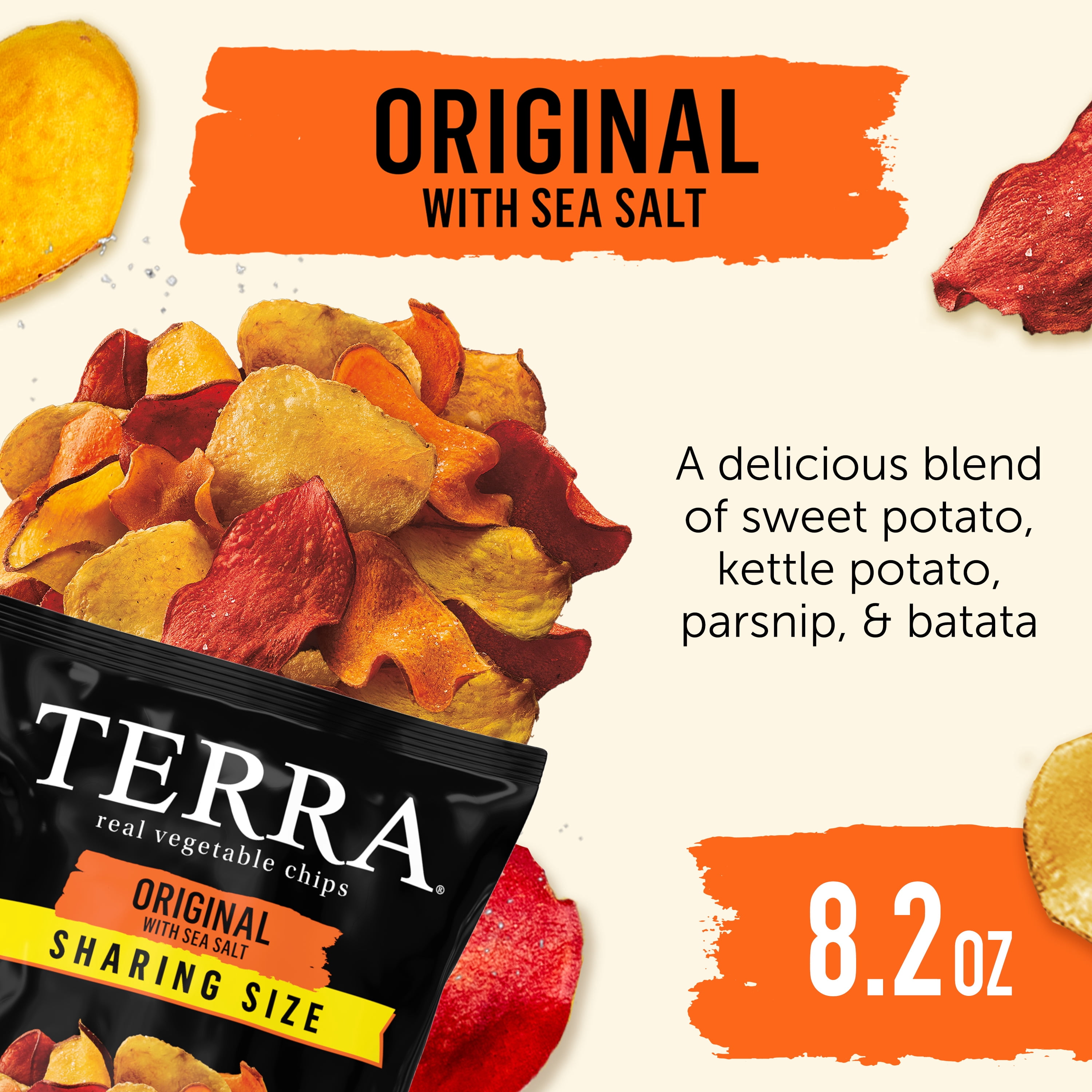 TERRA Sea Salt Original Vegetable Snack Chips, Sharing Size, 8.2 oz