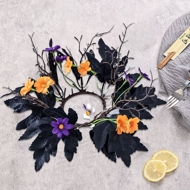 Guirnalda decorativa de candelabros para Halloween | Centro de mesa con flores artificiales | Decoración para fiestas navideñas