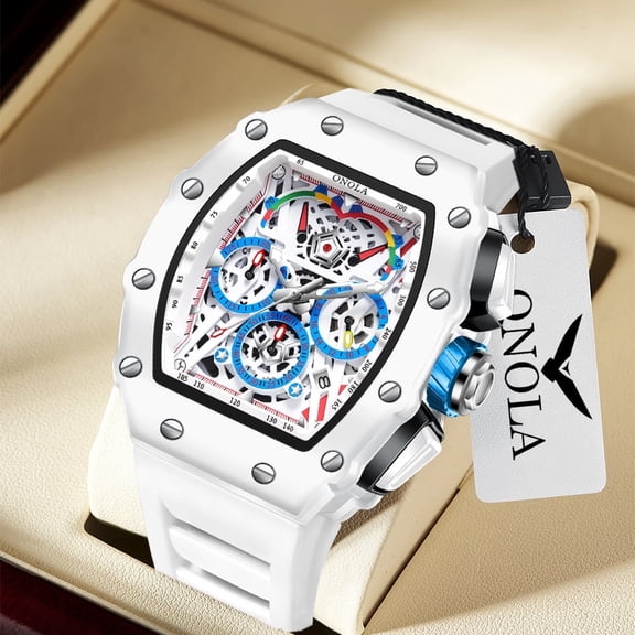 Men's Automatic Watch Multifunctional Fashion 30M Waterproof Quartz Men's Watches Silicone Band Sports Watch