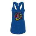 thumbnail image 2 of Wild Bobby, Colorful Sneakers Chucks Streetwear Ladies Racerback Tank Top, Royal, Medium, 2 of 3