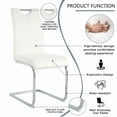 thumbnail image 6 of Sumdeal Modern 5-Piece Dining Set, 63-Inch Oval Tempered Glass Table with 4 White PU Leather High-Back Chairs, Silver Legs, 6 of 8