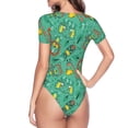 thumbnail image 4 of The Xecao Funny Animals in Jungle Women's Crew Neck Body Suit, a short-sleeved bodysuit and basic swimsuit, both comfort and style for dating and daily life, 4 of 9