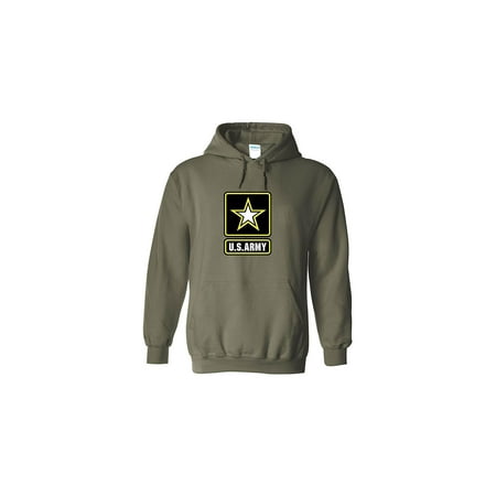 Army Logo Hooded Sweatshirt - US Army Emblem Logo PT Hoodie United States Army Hooded Sweatshirt (Large, Green)