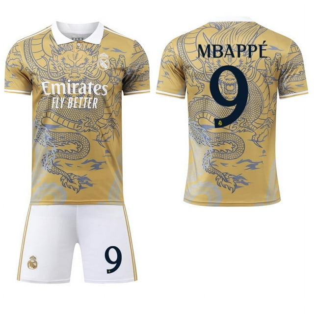 2425 Real Madrid Dragon Pattern Joint Édition Spéciale Mbappe Maillot de Football No. 7 Ronaldo Ensemble Maillot No. 5 Bellingham 24 Real Madrid Joint No. 9 Sockless SetXS