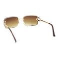 thumbnail image 4 of Women Rhinestone Jewel Rimless Rectangle Metal Rim Sunglasses Gold - Brown, 4 of 4