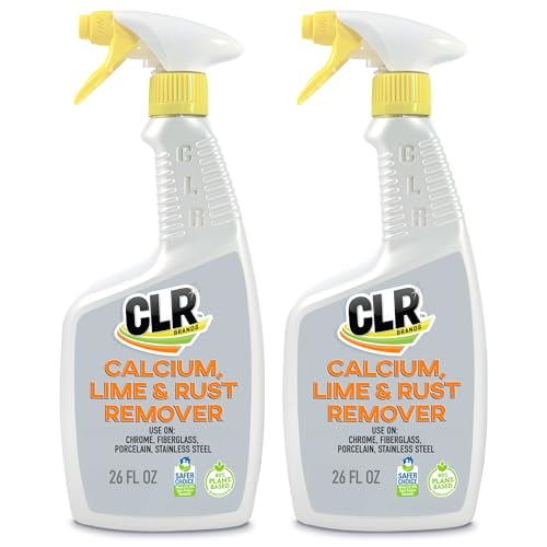CLR Détachant Calcium, Chaux et Rouille, Dissout les Dépôts de Calcium, Zaps Taches de Rouille Tenaces et Dépôts d'Eau Dure, Bouteille Pulvérisateur de 26 Onces (Lot de 2)