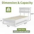 thumbnail image 6 of Zimtown Twin Size Bed Frame,Solid Rubber Pine Wood Platform Bed Frame, Bedroom Bed with Headboard, White, 6 of 10