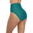 thumbnail image 5 of Womens High Waisted Bikini Bottom Ruched Side Swimsuits Bottoms Solid Tankini Briefs, 5 of 6