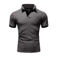thumbnail image 1 of Sunloudy Camisa informal de negocios para hombre, blusas de oficina de manga corta con botones de cuello vuelto de patchwork de color para hombres Sunloudy  moda, 1 of 3