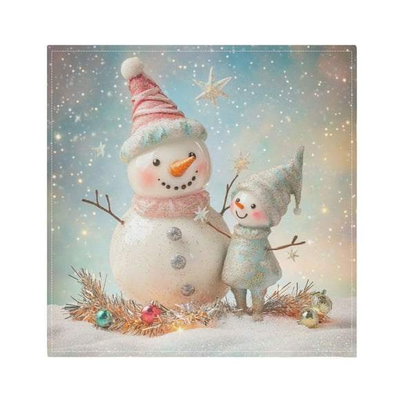 Qxltty Two Cute Christmas Snowmen Napkins 20×20in Perfect for Parties Dinners Weddings Cocktail Housewarming Cloth Napkins Set of 6