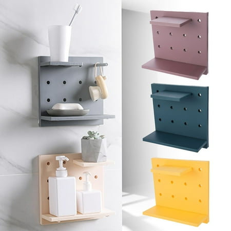 

Self-Adhesive Wall Mounted Household Storage Board Organizer Shelf Support Rack Gray PP