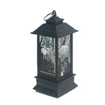 LED Halloween Snow Globe Lantern with Flying Ghosts & Pumpkin - Battery Operated Lighted Lantern for Haunted House, Party & Home Decor