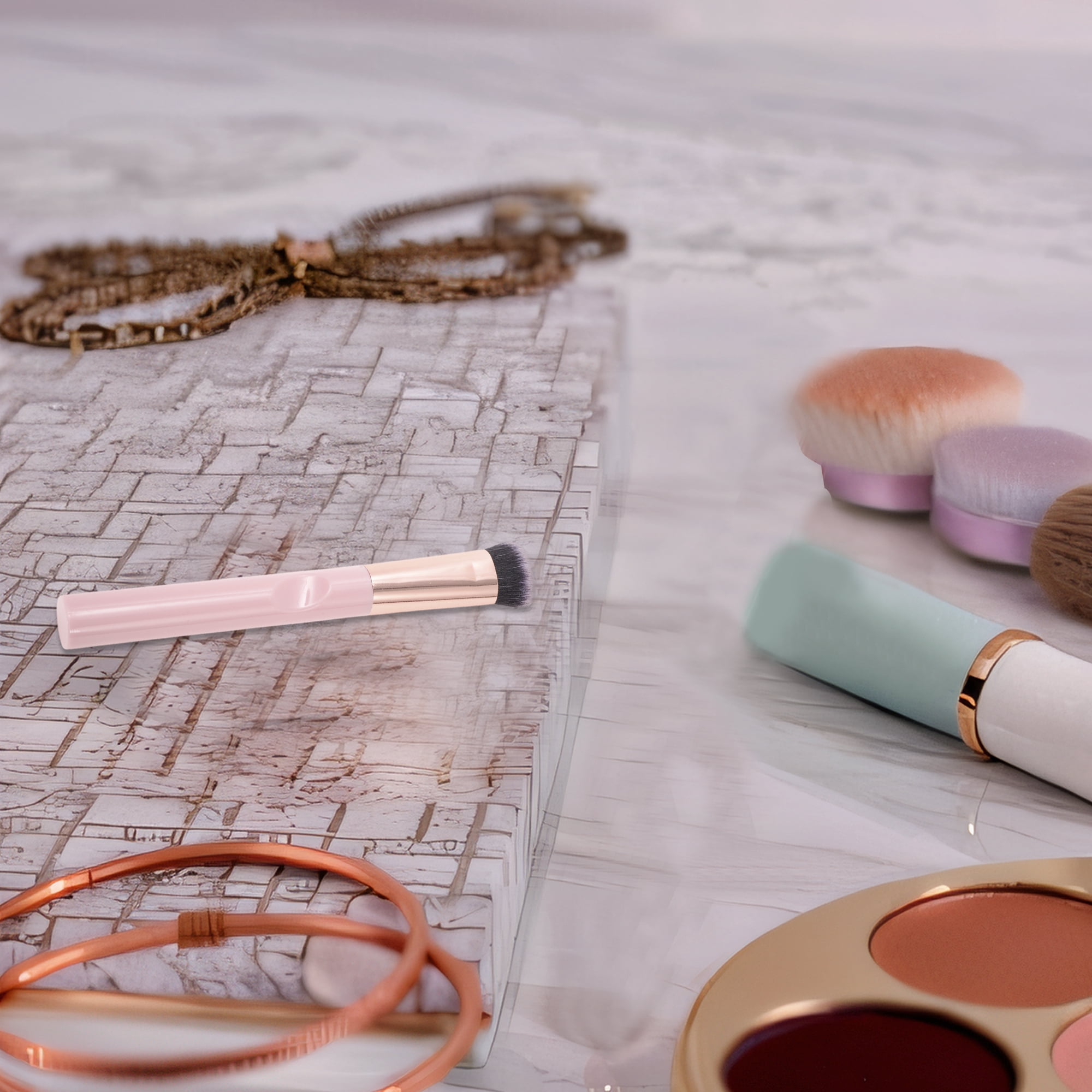 Unique Bargains 1 Pc Durable Straight-angle Foundation Brush Pink
