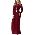 thumbnail image 3 of GZWYHT Robes pour Femmes 2025, Robes Maxi Décontractées pour Femmes à Manches Longues à Col Rond Unies Robe Longue Débardeur Robe à Manches Longues, Robes Modestes, Robe Bordeaux, Commodes en Liquidation m, 3 of 9