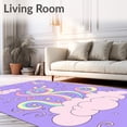 thumbnail image 2 of ODIKA 4'x6' Machine Washable Non-Slip Area Rug, Whimsy Cloud Interlocking ABCs with Starlit Swirl Accents High Traffic Rug with Pad, Purple, 688985, 2 of 8