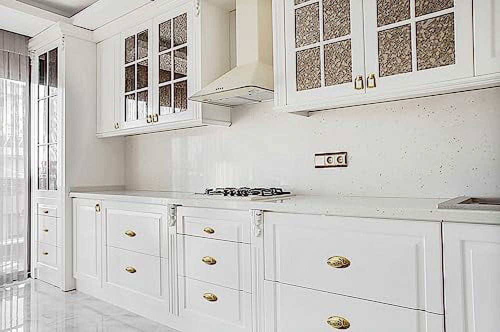 Utopia Alley 10pcs Megan Cabinet Ring Pull Knob - Decorative Cabinet Drop Pull Knobs for Cabinets and Drawers - Vintage Cabinet Hardware with Hand Finished Polished Gold - Metal Drawer Pull Knobs 1.9"