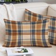 thumbnail image 2 of Blue Brown Checked Throw Pillow Cover 12 x 20 Inch Decorative Pillow Cover Beige Buffalo Plaid Farmhouse Lumbar Pillowcase Seasonal Rectangle Cushion Case for Couch Sofa Bed Living Room, 2 of 9