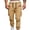 Khaki, variant on Men's Cargo Pants Elastic Waist Drawstring Slim Fit Straight Leg Tapered Pants with Multi Zipper Pockets M Khaki