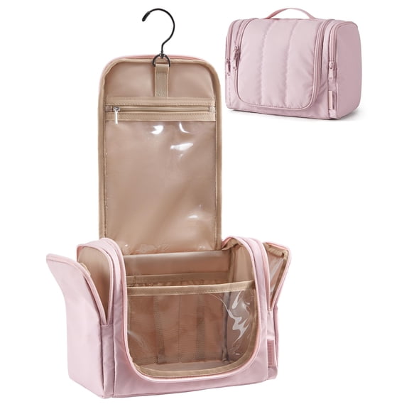 Travel Toiletry Bag for Women, Puffy Hanging Toiletry Bag with Hook, Water-resistant Toiletry Organizer for Full Sized Toiletries