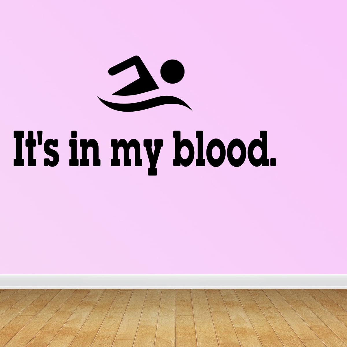 Empresal It's In My Blood Swimming Vinyl Wall Decal Quote Sticker Home Decor Black 28'Hx13'W R149