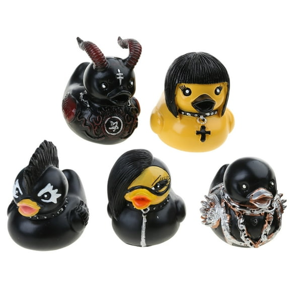 Set of 5 Cool Punk Duck Figurines Decoration Goth Style Duck Home Ornament Unique Home Decors Collectible Figurines