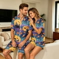 thumbnail image 4 of Mens Allover Halloween Graphic Sleepwear Set Turn Down Collar Pocket Front Shirt And Loose Lounge Shorts, 4 of 7