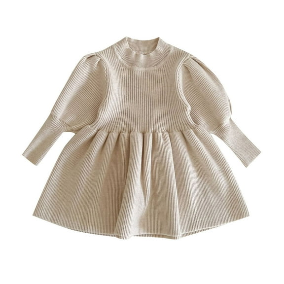 lnmuld Winter Dress Toddler Baby Girl Knit Sweater Dress Kids Long Sleeve Casual Birthday Party Dresses Top Winter Outfit Size:6-12 Months