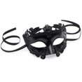 thumbnail image 2 of Máscara de hombre griego romano, máscara de media cara veneciana para baile de máscaras Mardi Gras fiesta de Halloween (negro), 2 of 5