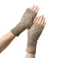 thumbnail image 3 of Women Cute Autumn and Winter Solid Color Knitted Half Knitted Woolen Gloves, 3 of 3