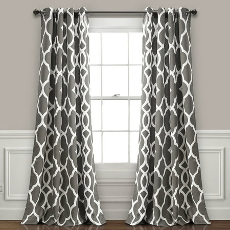 Connor Geo Room Darkening Window Curtain Panels Gray Set