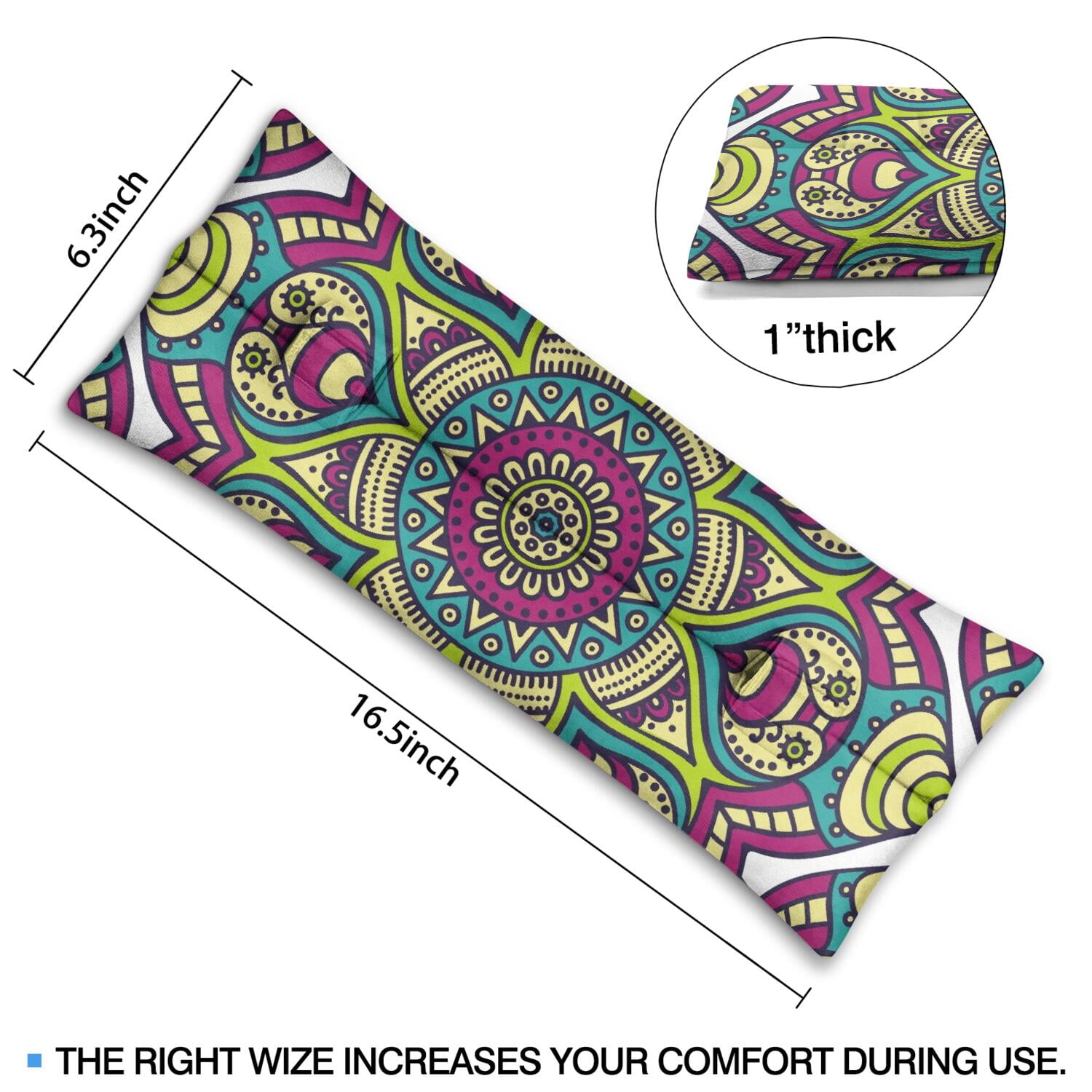 Artistic Spiritual Mandala Seat Belt Pillow - Plush Mastectomy Car Cushion - Post Surgery Recovery Pad with Mandala Tribal Design