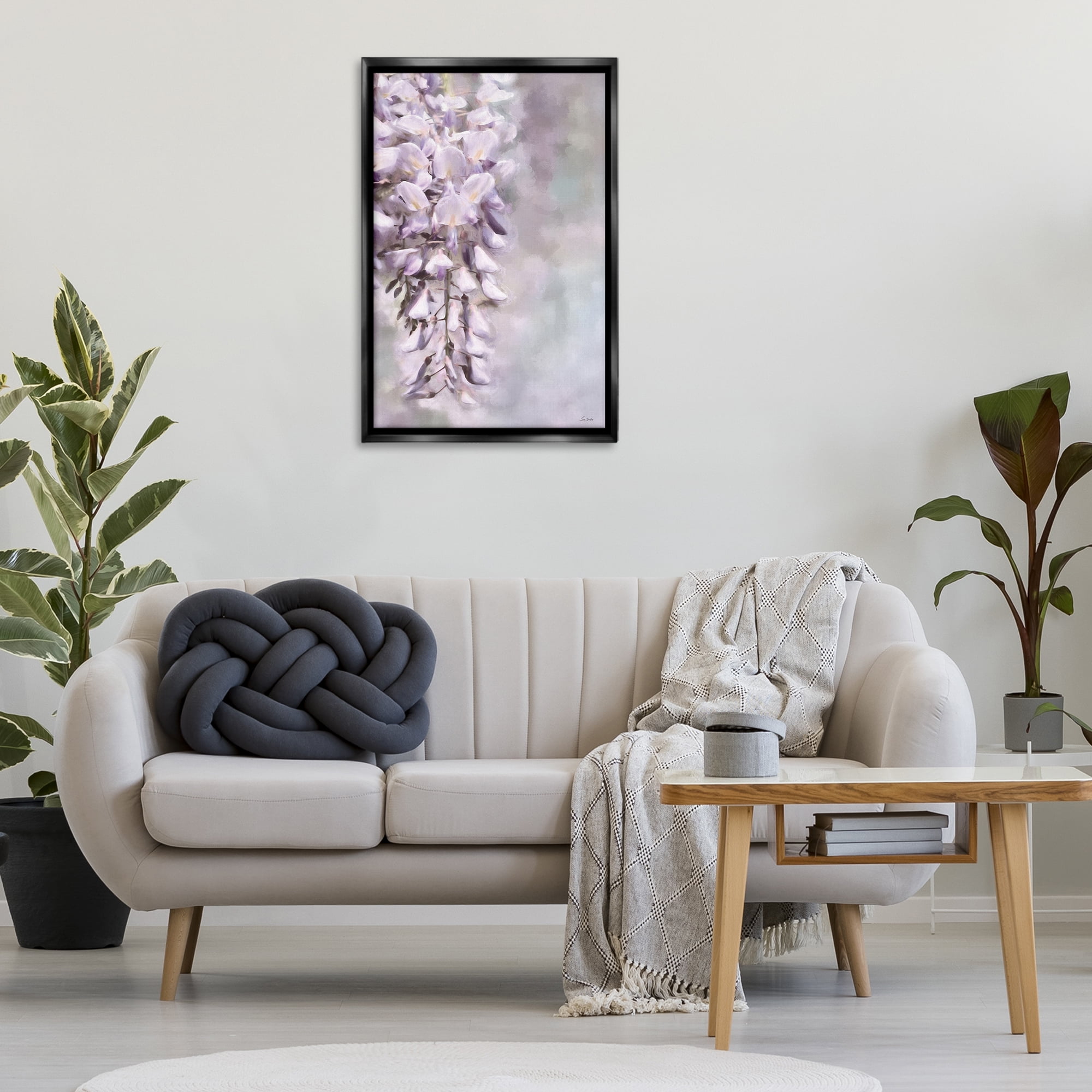 Stupell Industries Soft Foxglove Petals Botanical & Floral Painting Black Floater Framed Art Print Wall Art, 21 x 31