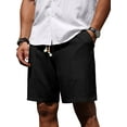 thumbnail image 4 of GIRUNS Men's Linen Shorts Casual Summer Beach Drawstring Elastic Waist Shorts with Pocket Black XL, 4 of 7