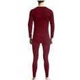 thumbnail image 6 of KeShDi Thermal Underwear for Men Set Men Casual Solid Seamless Heat Base Pullover Long Sleeves Keep Warml Underwear and Pants Suit Wine 2X, 6 of 7