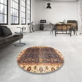 thumbnail image 4 of Ahgly Company Machine Washable Indoor Square Abstract Red Brown Area Rugs, 3' Square, 4 of 7