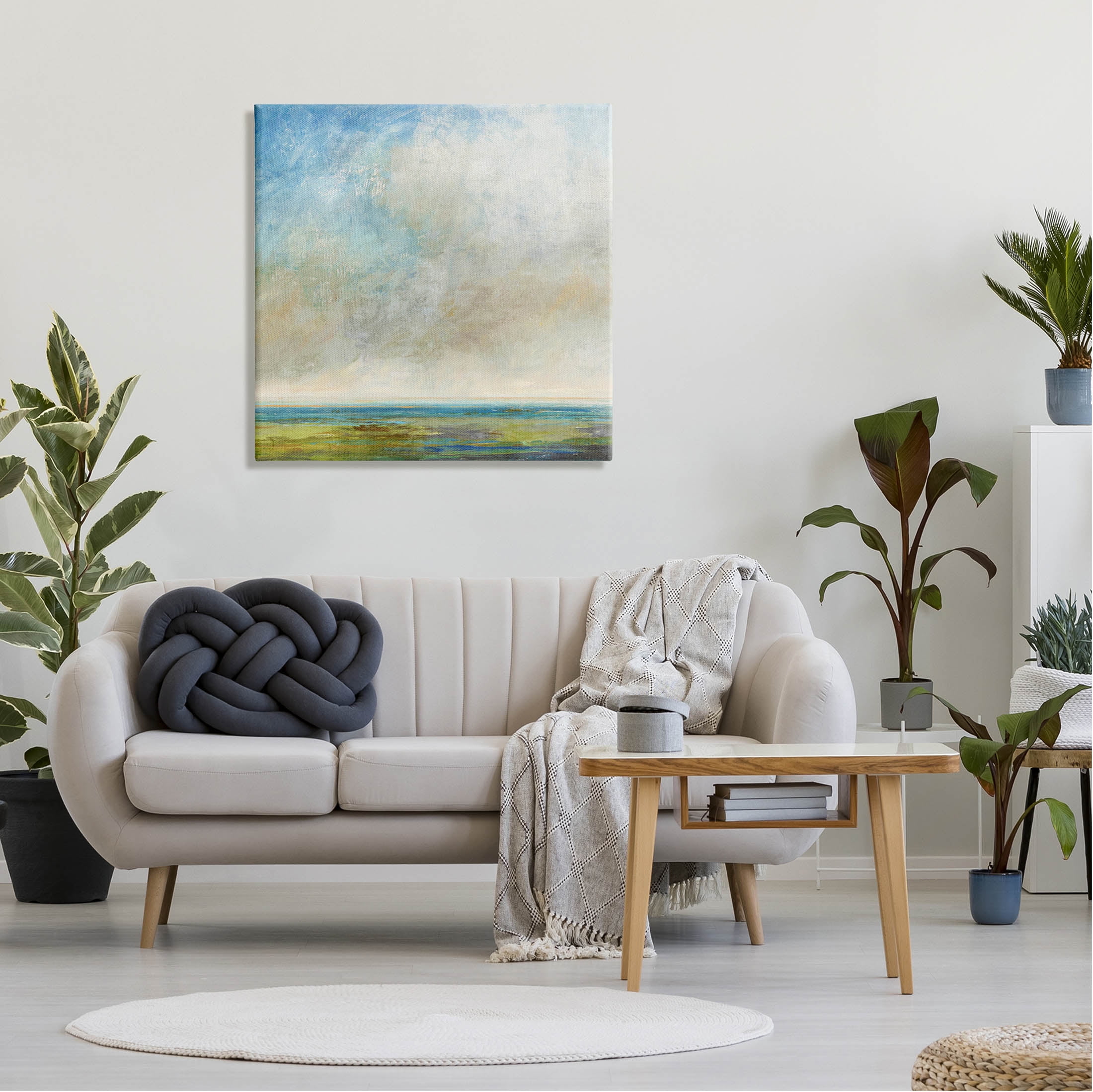 Abstract Scenery Cloudy Water View Landscape Painting Gallery Wrapped Canvas Print Wall Art