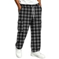 thumbnail image 3 of GrmtClth Men's Pants Lounge Sweatpants Plaid Clothes Comfy Baggy Trendy Soft Waist Drawstring with Pockets Black XL, 3 of 7