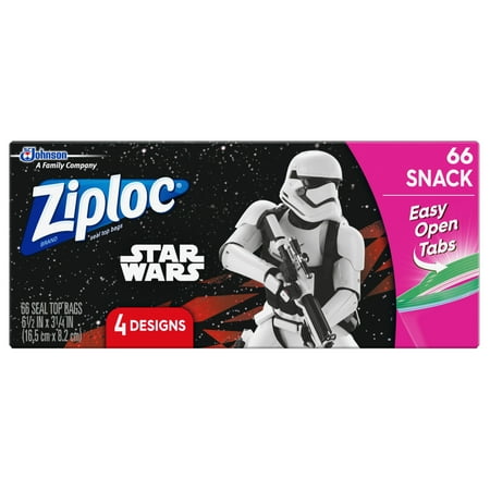 Ziploc Brand Snack Bags Featuring 4 Different Star Wars Designs, 66ct