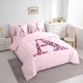 thumbnail image 2 of Catabedysis Pink ABC Print A 7-Piece Twin Bedding,Leopard Monogrammed Gifts Bedding Comforter Set,Pink Reversible For Girls, 2 of 7