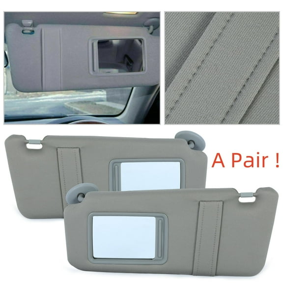 Kojem 1 Pair Sun Visors, Fit for 2006-2011 Toyota Camry W/0 Sunroof Vanity Light, Gray,Left Driver Side & Right Passenger Side,RH&LH