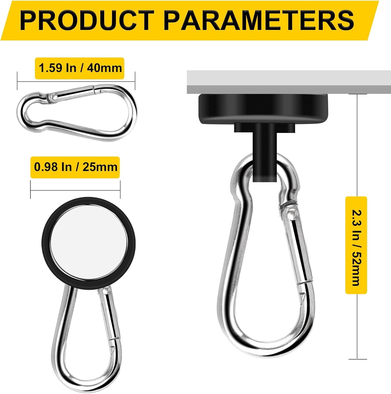 Black Magnetic Hooks,70LBS Strong Heavy Duty Neodymium Magnet Magnetics Hook for Hanging at Home, Office Locker, Workplace, Refrigerator, Cruise Ship or Travel, 15Pack