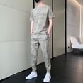 thumbnail image 2 of Conjuntos de camiseta y pantalones para hombre, trajes deportivos para correr, chándal básico barato, estampado liso, parte superior 5xl, ajuste regular, gráfico, S XL, ropa para hombre, 2 of 4