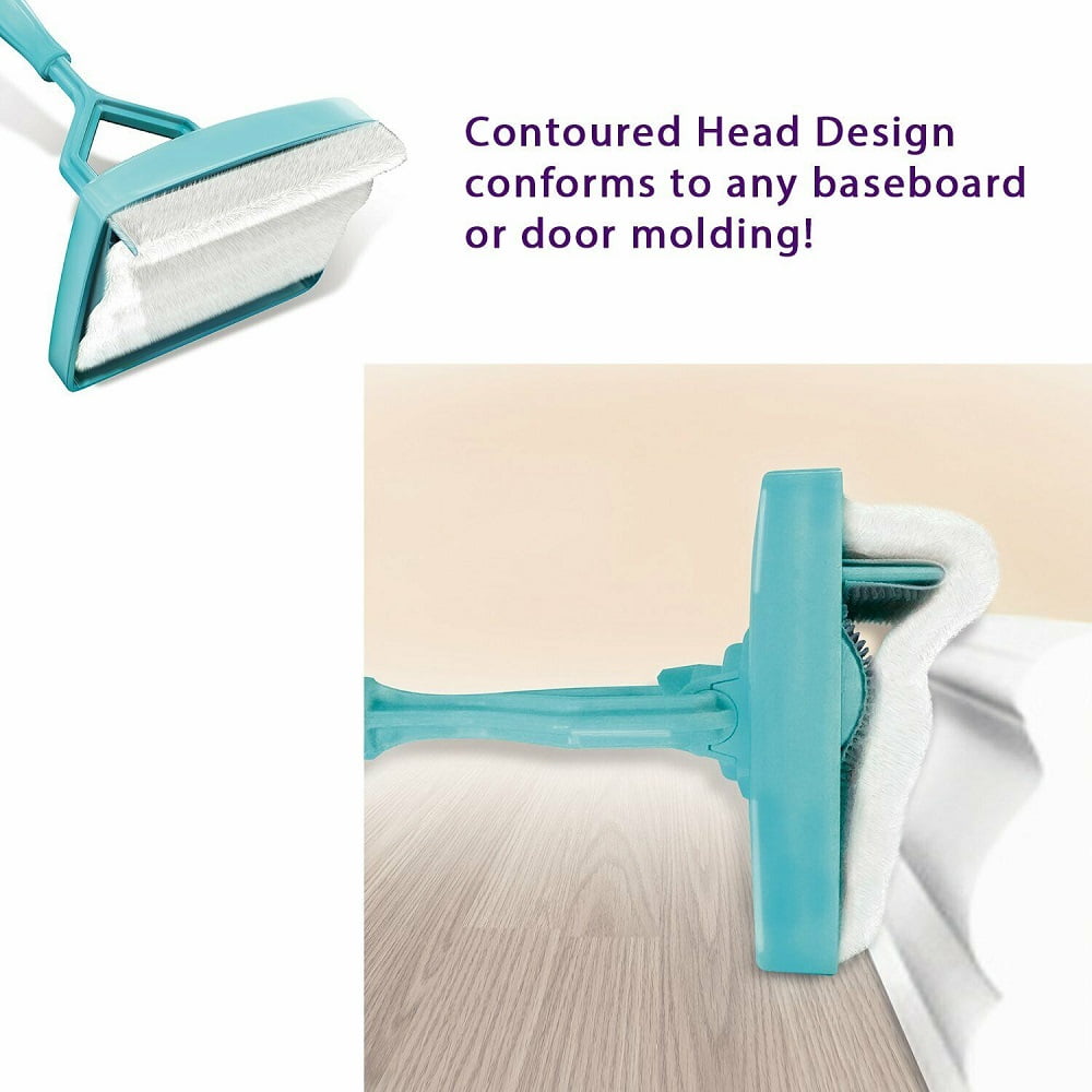 Bye-Bye Rags: Baseboard Cleaning Brush | Attach to Broom Mop or Extension Pole | Absorbent Microfiber | for Paint Cleanup, Wa