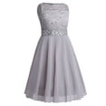 thumbnail image 3 of YiZYiF Big Little Girls Sequined Lace Chiffon Flower Girl Dress Tea Length Two Layers Princess Birthday Party Dress Gray 16, 3 of 5