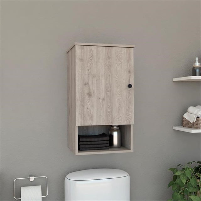 TUHOME St. Angelo Medicine Cabinet - Light Gray Engineered Wood