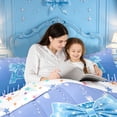 thumbnail image 5 of meiyoeat Blue Glitter Bow Monogram A Print 7-Piece Twin Bedding,Chic Ice Drip Initial Bedding Comforter Set For Girl,Colorful Stars Reversible, 5 of 7