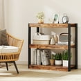 thumbnail image 2 of Gymax 3 Tier Bookshelf Wooden Bookcase w/ Dual Anti-Tipping Kits Open Shelving Unit Rustic Brown & Black, 2 of 10