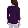 thumbnail image 2 of Petite 3/4 Sleeve Crepe Knit Top Purple PS, 2 of 3