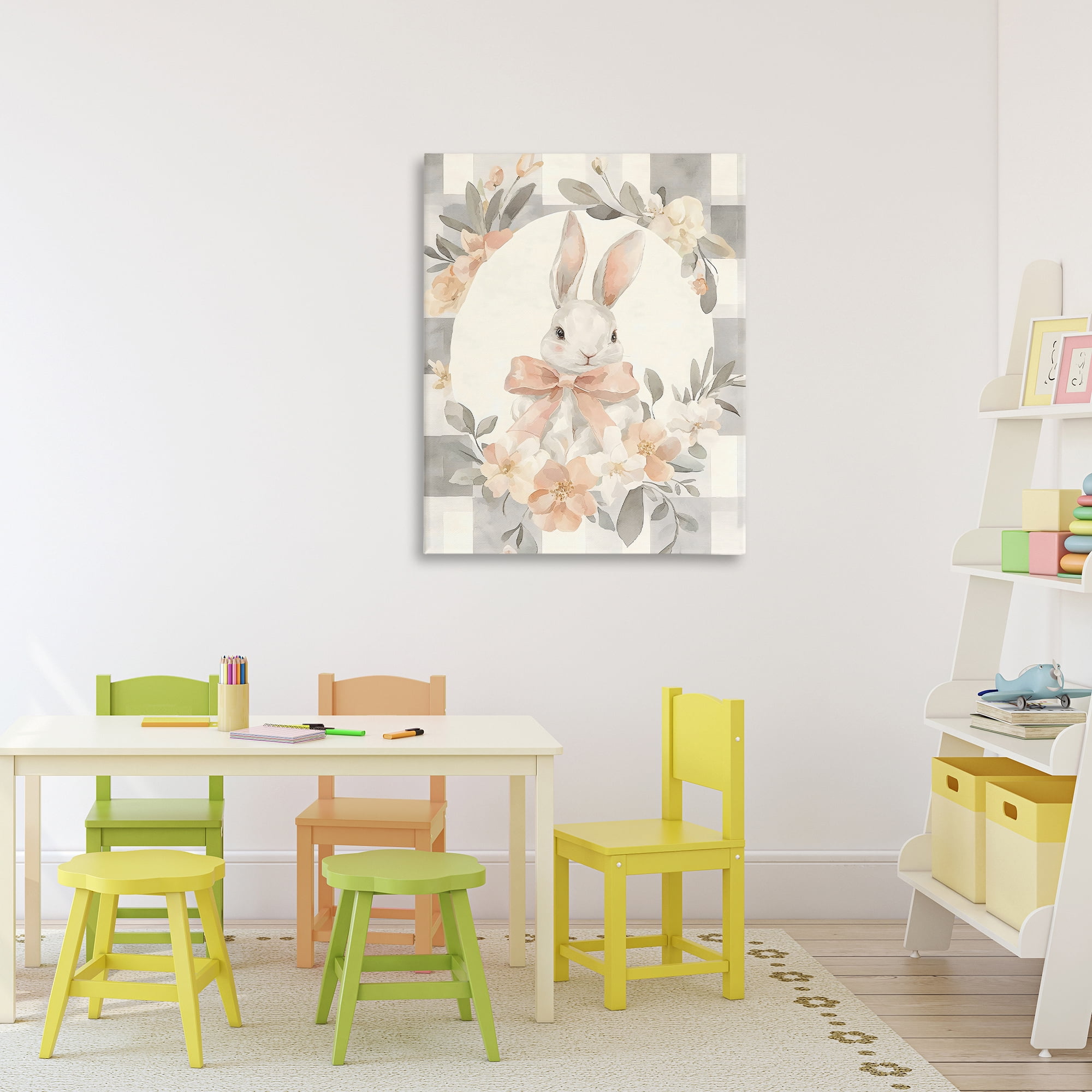 Stupell Industries Adorable Bunny in Wreath Canvas Wall Art, design by Creative Studio
